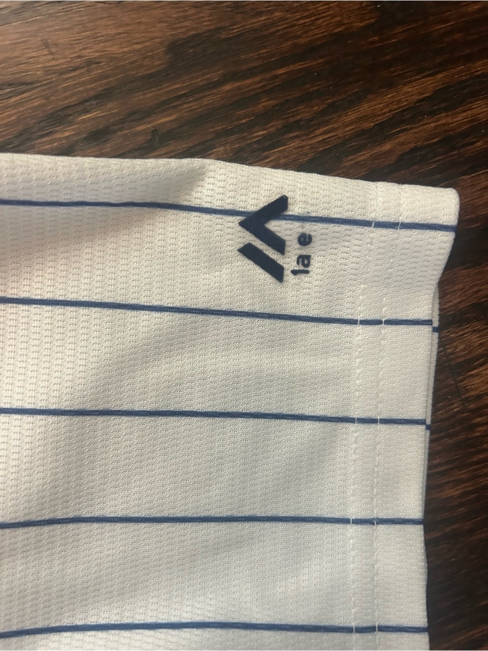 Majestic White Pinstripe Rizzo #44 Youth Baseball Jersey with Blue-Red Trim - Picture 9 of 9